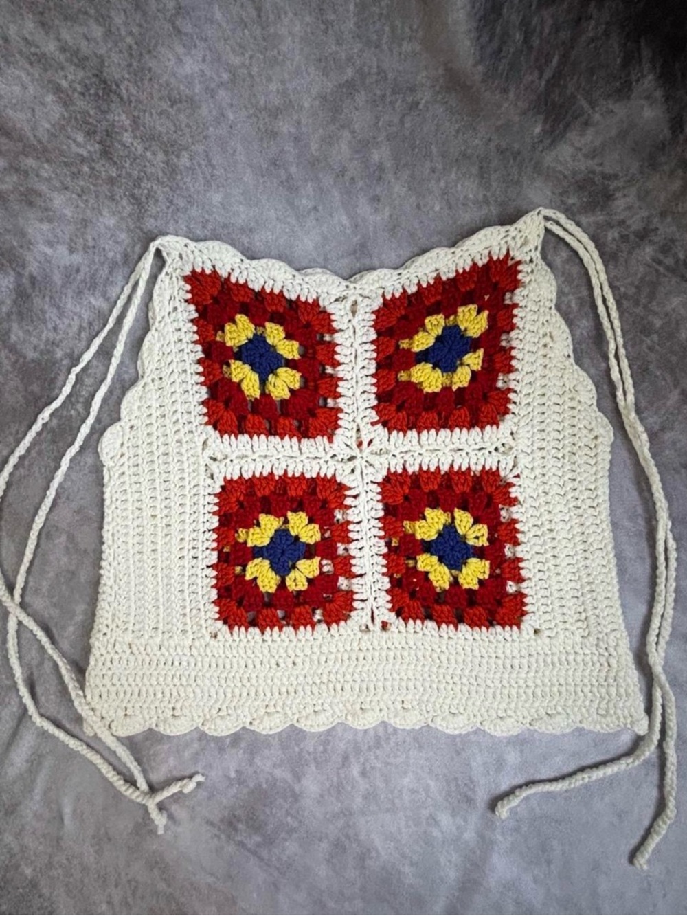 Rebellion Granny Squares Crochet Camisole. EUC. Medium. Primary Color Squares.